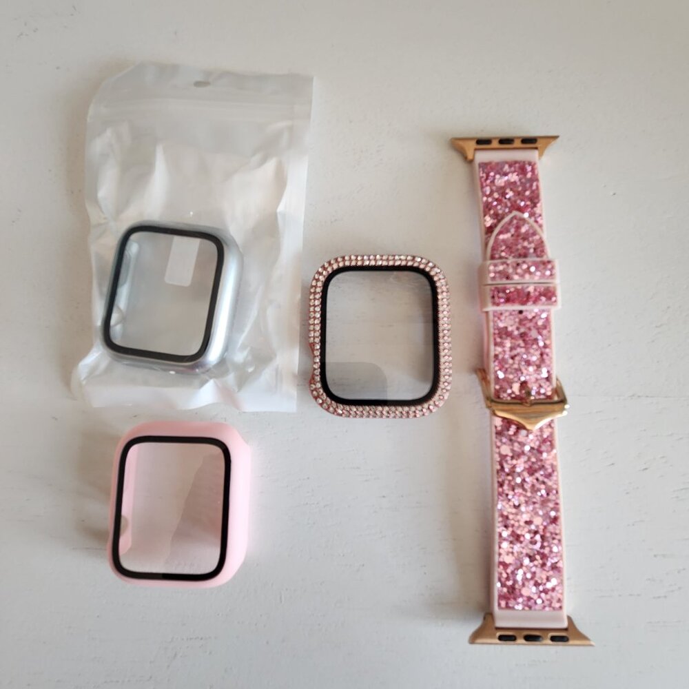 Apple Pink Bling Watch Band and Covers